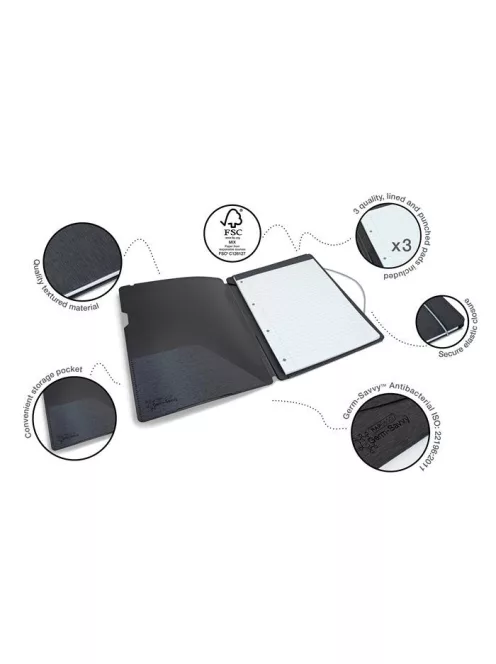 RAPESCO Konferencia mappa, A4, antibakteriális, PP, RAPESCO, fekete