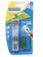 RAPESCO Kapocsadagoló, színes kapcsokkal, RAPESCO, "Supaclip 40", átlátszó