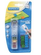 RAPESCO Kapocsadagoló, színes kapcsokkal, RAPESCO, "Supaclip 40", átlátszó