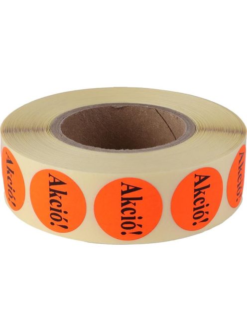 Etikett, 20 mm kör, "AKCIÓ" felirattal, 1000 etikett/tekercs, piros