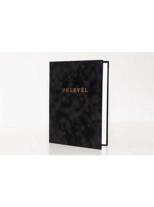 Oklevéltartó, A4, exkluzív, plüss, aranyozva, fekete