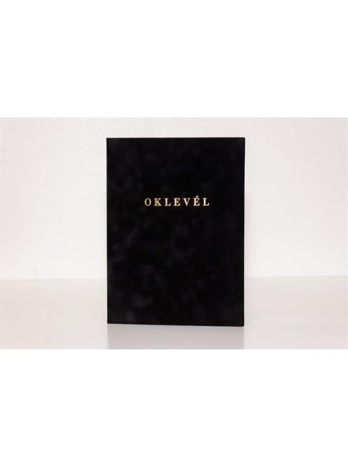 Oklevéltartó, A4, exkluzív, plüss, aranyozva, fekete
