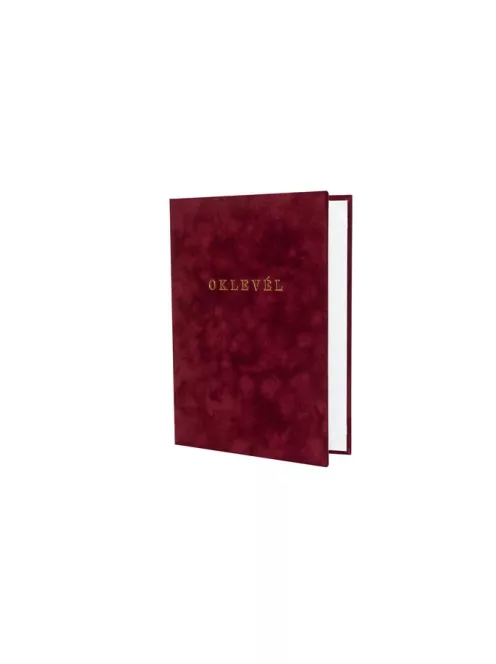 Oklevéltartó, A4, exkluzív, plüss, aranyozva, bordó