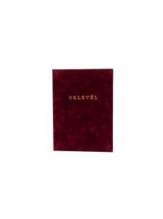 Oklevéltartó, A4, exkluzív, plüss, aranyozva, bordó