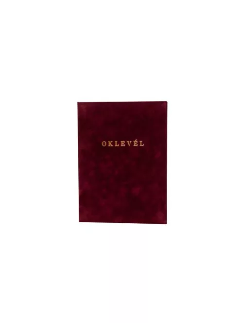 Oklevéltartó, A4, exkluzív, plüss, aranyozva, bordó