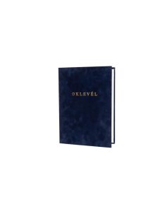 Oklevéltartó, A4, exkluzív, plüss, aranyozva, kék