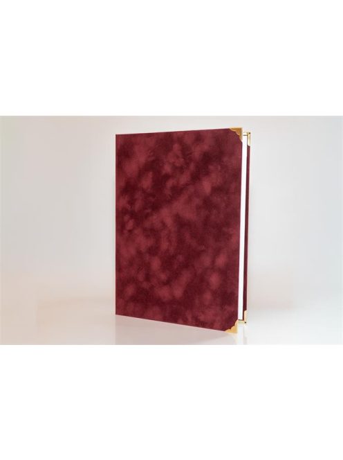 Oklevéltartó, A4, exkluzív, plüss, 4 fém sarokkal, bordó