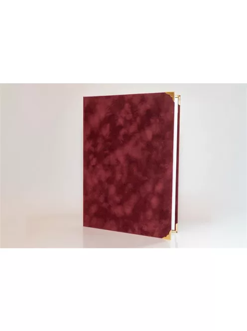 Oklevéltartó, A4, exkluzív, plüss, 4 fém sarokkal, bordó