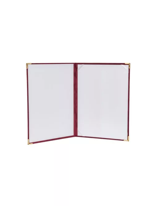 Oklevéltartó, A4, exkluzív, plüss, 4 fém sarokkal, bordó