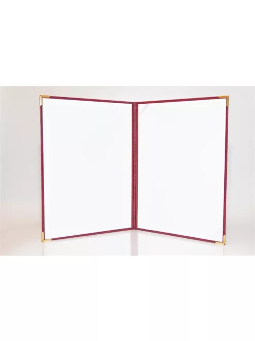 Oklevéltartó, A4, exkluzív, műbőr, 4 fém sarokkal, bordó