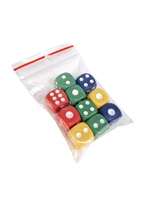 Dobókocka, műanyag, színes, 10 darab