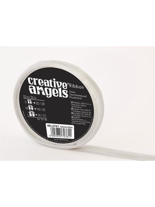 Szatén szalag, 12 mm x 32 m, ezüst