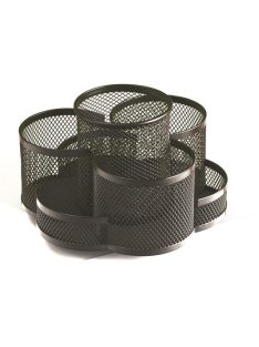 Írószertartó, 7 részes, fémhálós, forgatható, fekete