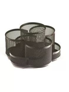 Írószertartó, 7 részes, fémhálós, forgatható, fekete