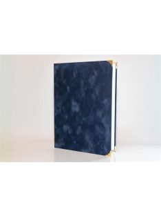 Oklevéltartó, A4, exkluzív, plüss, 4 fém sarokkal, kék