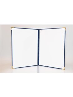 Oklevéltartó, A4, exkluzív, plüss, 4 fém sarokkal, kék