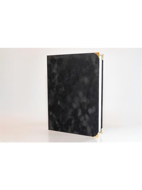 Oklevéltartó, A4, exkluzív, plüss, 4 fém sarokkal, fekete