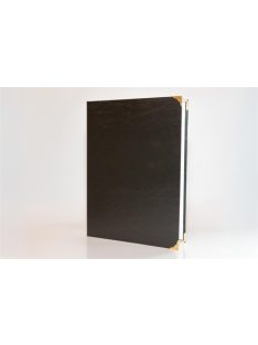   Oklevéltartó, A4, exkluzív, műbőr, 4 fém sarokkal, fekete