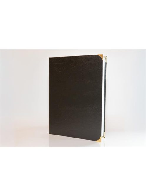 Oklevéltartó, A4, exkluzív, műbőr, 4 fém sarokkal, fekete