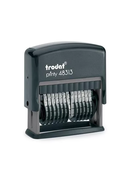 TRODAT Számbélyegző, TRODAT, "Printy 48313", fekete ház, fekete párnával