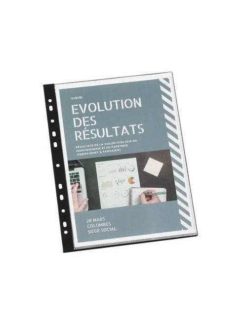 VIQUEL Bemutatómappa, lefűzhető, 20 zsebes, A4, VIQUEL, "Essentiel", fekete