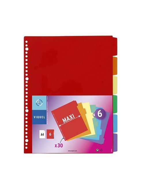 VIQUEL Regiszter, műanyag, A4 Maxi, 6 részes, VIQUEL
