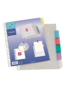   VIQUEL Genotherm, lefűzhető, jelölőfüles, A4, 90 mikron, víztiszta, 6 részes, VIQUEL