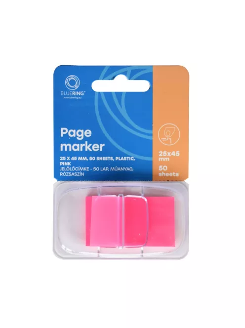 Jelölőcímke 25x45mm, 50lap, műanyag Bluering® pink