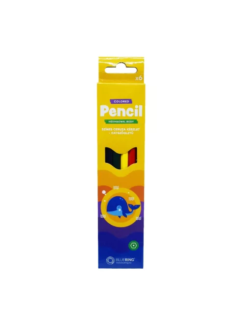 Színes ceruza készlet, hatszögletű Bluering® 6 klf. szín, 