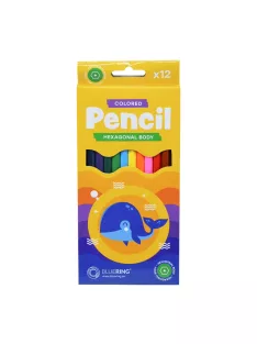   Színes ceruza készlet, hatszögletű Bluering® 12 klf. szín