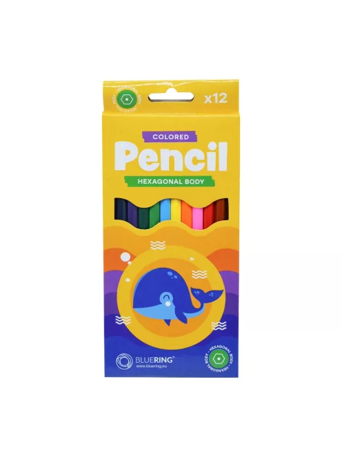 Színes ceruza készlet, hatszögletű Bluering® 12 klf. szín
