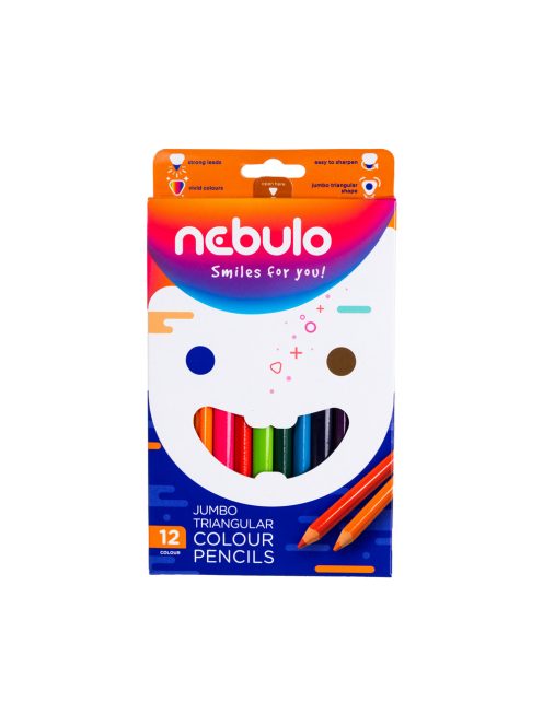 Színes ceruza készlet, háromszög vastag, Nebulo 12 klf. szín