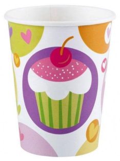 Cupcake, muffin mintás papír pohár, 250ml, 8 db/csomag