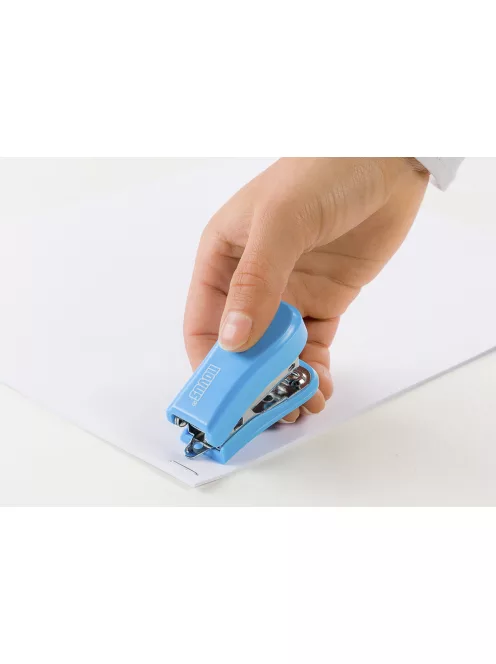 Tűzőgép Mini, 12 lap, 24-26/6, bliszter, fényes kék