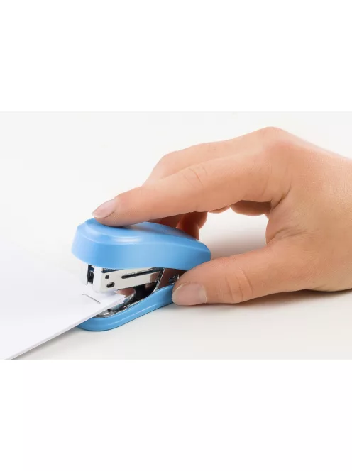 Tűzőgép Mini, 12 lap, 24-26/6, bliszter, fényes kék