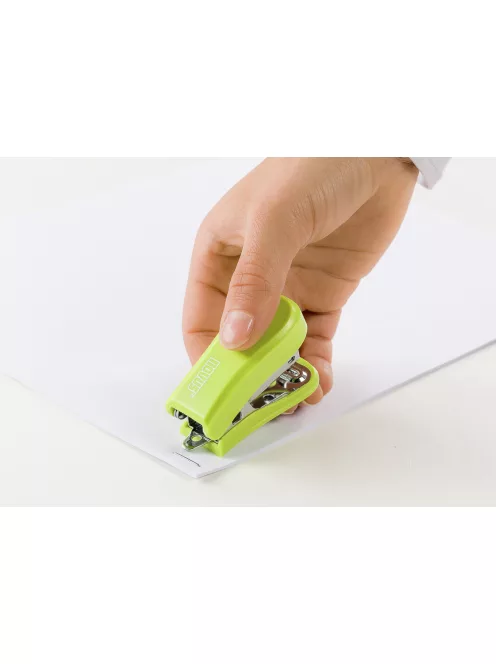 Tűzőgép Mini, 12 lap, 24-26/6, bliszter, fényes zöld