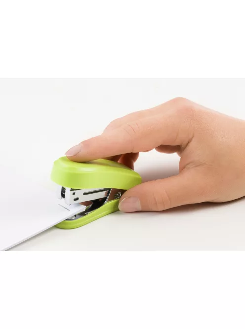 Tűzőgép Mini, 12 lap, 24-26/6, bliszter, fényes zöld