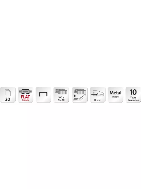 Tűzőgép B 10FC Professional, 20 lap Flat Clinch, No. 10., szürke