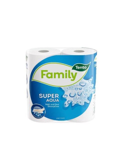 TENTO Kéztörlő, tekercses, 2 rétegű, TENTO "Family Super Aqua", fehér