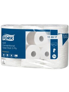   TORK Toalettpapír, T4 rendszer, 3 rétegű, 12 cm átmérő, Premium, TORK "Soft", fehér