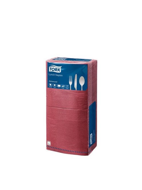 TORK Szalvéta, 1/4 hajtogatott, 2 rétegű, 33x33 cm, Advanced, TORK "Lunch", bordó