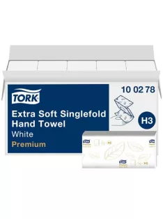   TORK Kéztörlő,  Z hajtás, 2 rétegű, 200 lap, H3 rendszer, Premium, TORK "Extra Soft Singlefold", fehér