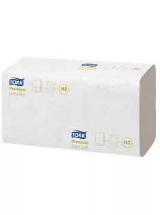   TORK Kéztörlő, Interfold hajtás, H2 rendszer, 2 rétegű, 100 lap, Premium, TORK "Xpress Extra Soft Multifold", fehér