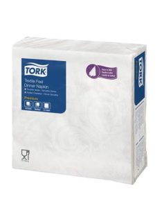  TORK Szalvéta, 1/4 hajtogatott, 1 rétegű, 39x39 cm, Premium, TORK "Textile Feel Elegance Dinner", fehér