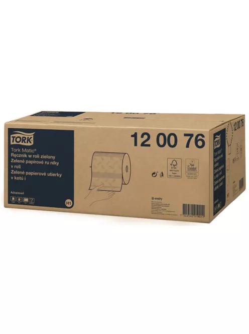TORK Kéztörlő, tekercses, 2 rétegű, H1 rendszer, Advanced, TORK "Matic", zöld