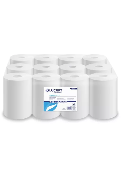 LUCART Törlőkendő, tekercses, belső adagolású, 2 rétegű, LUCART "Strong 14 CF", hófehér