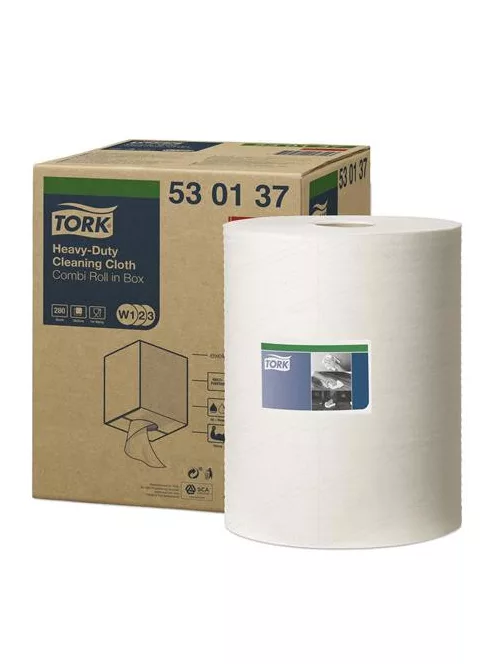 TORK Tisztítókendő, tekercses, nagy teljesítményű, W2 rendszer, 1 rétegű, TORK, fehér