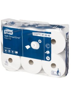   TORK Toalettpapír, T8 rendszer, 2 rétegű, 19,9 cm átmérő, TORK "SmartOne", fehér