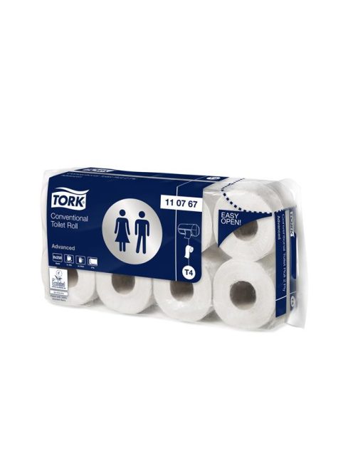 TORK Toalettpapír, T4 rendszer, 2 rétegű, 10,3 cm átmérő, Advanced, TORK, fehér