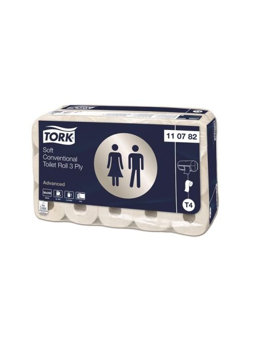 TORK Toalettpapír, T4 rendszer, 3 rétegű, 12,5 cm átmérő, Advanced, TORK, fehér